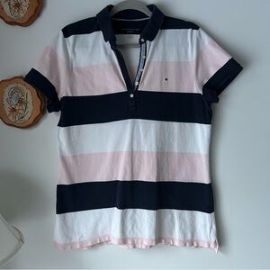 Tommy Hilfiger Short Sleeve Rugby Polo in Navy, White & Light Pink